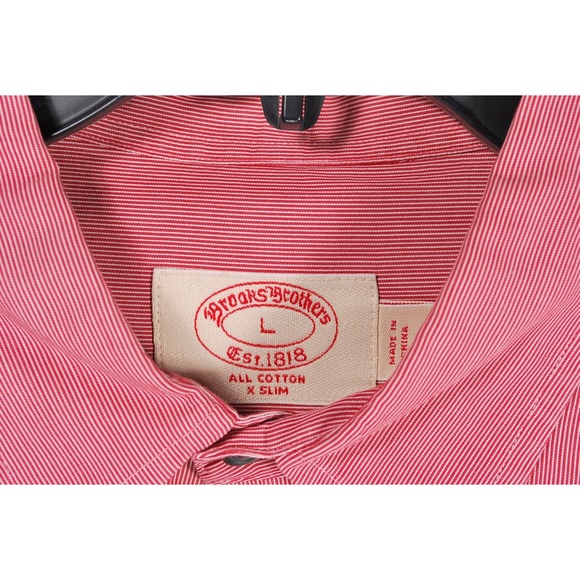 Brooks Brothers 1818 Men’s L Extra Slim Shirt Red - Picture 5 of 7